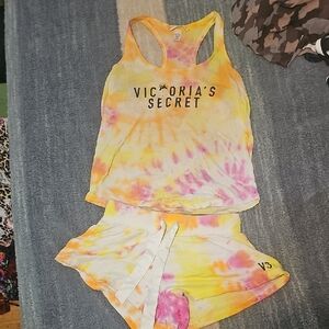 Victoria's Secret Yellow and Pink Tie-Dye Set